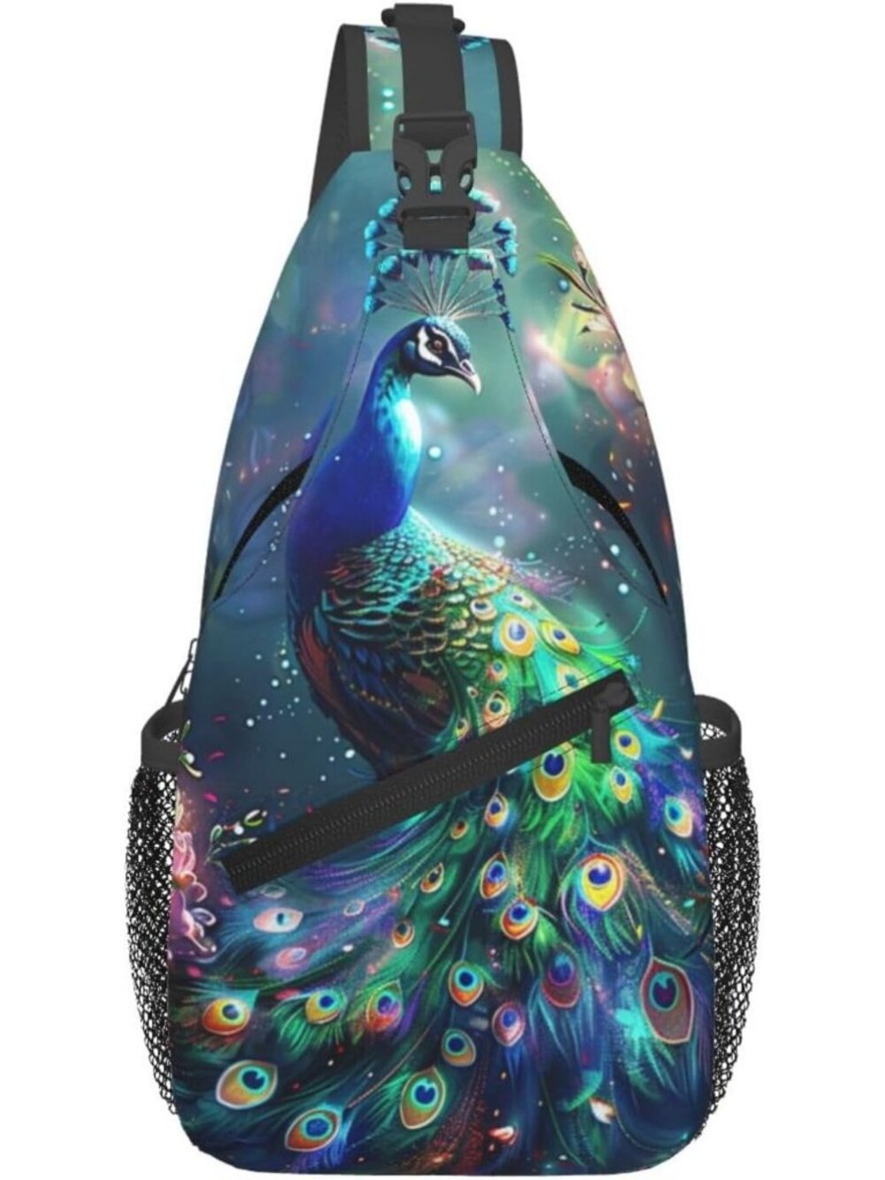 Unisex Peacock Halloween Travel Hiking Sling Backpack Casual Crossbody Bag